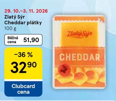 Zlatý sýr Cheddar plátky
