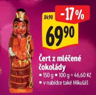 Čert z mléčené čokolády