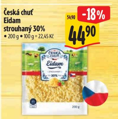 Česká chuť Eidam strouhaný 30%