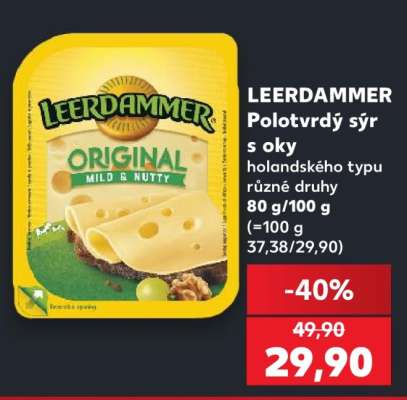 LEERDAMMER Polotvrdý sýr s oky