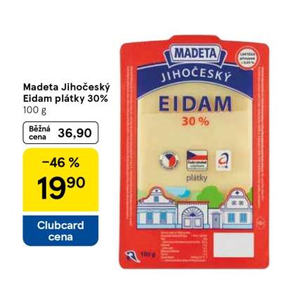 Madeta Jihočeský Eidam plátky 30%