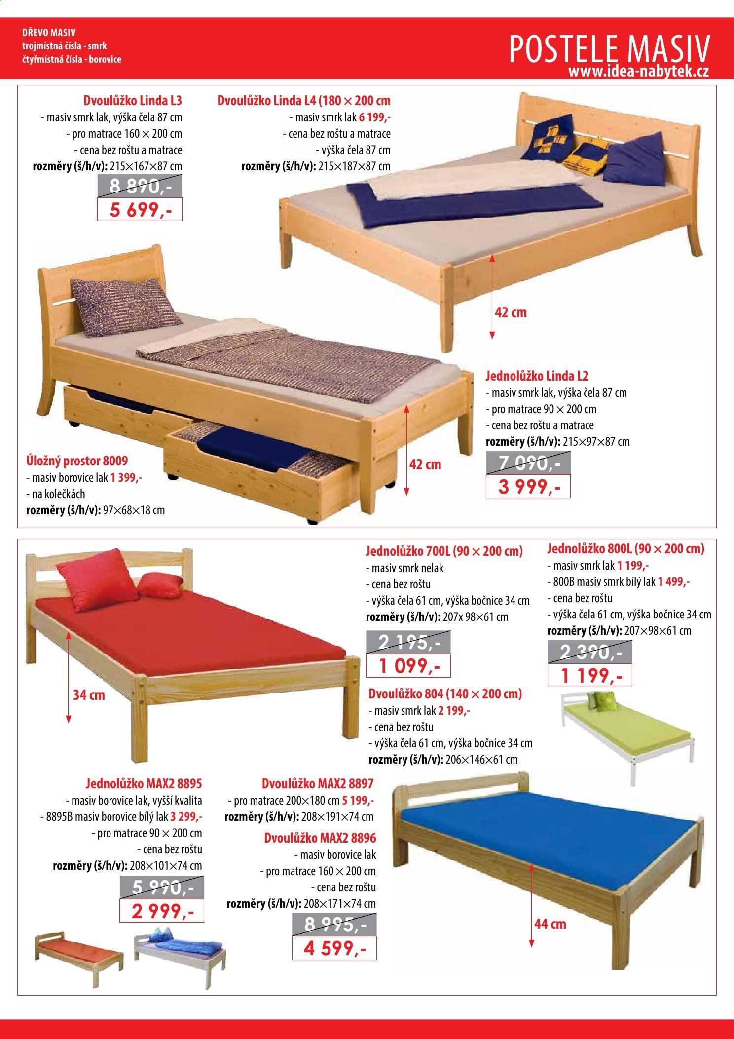 Leták IDEA nábytek - Produkty v akci - dvoulůžko, postel, matrace. Strana 7.