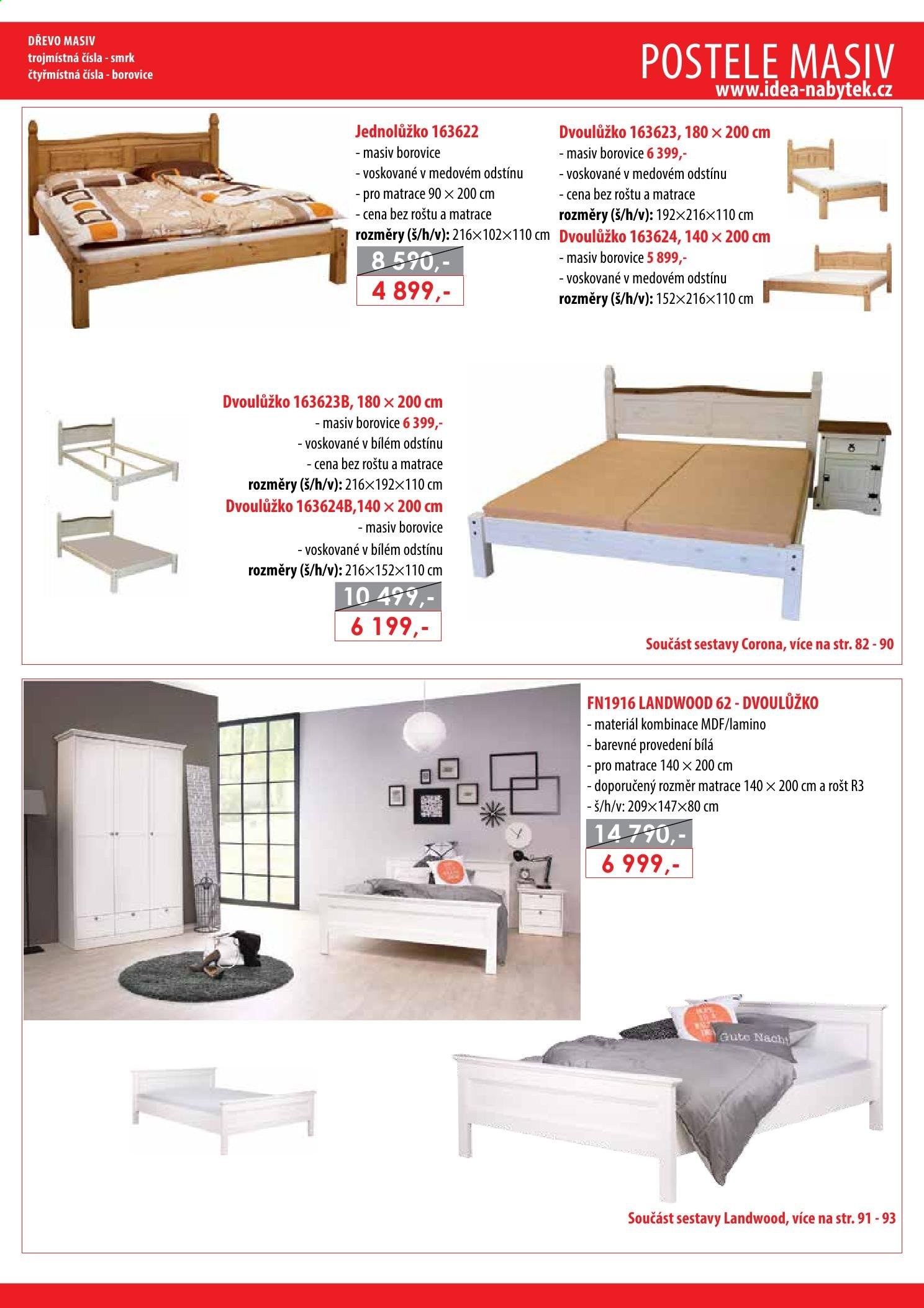 Leták IDEA nábytek - Produkty v akci - dvoulůžko, postel, matrace, rošt. Strana 11.