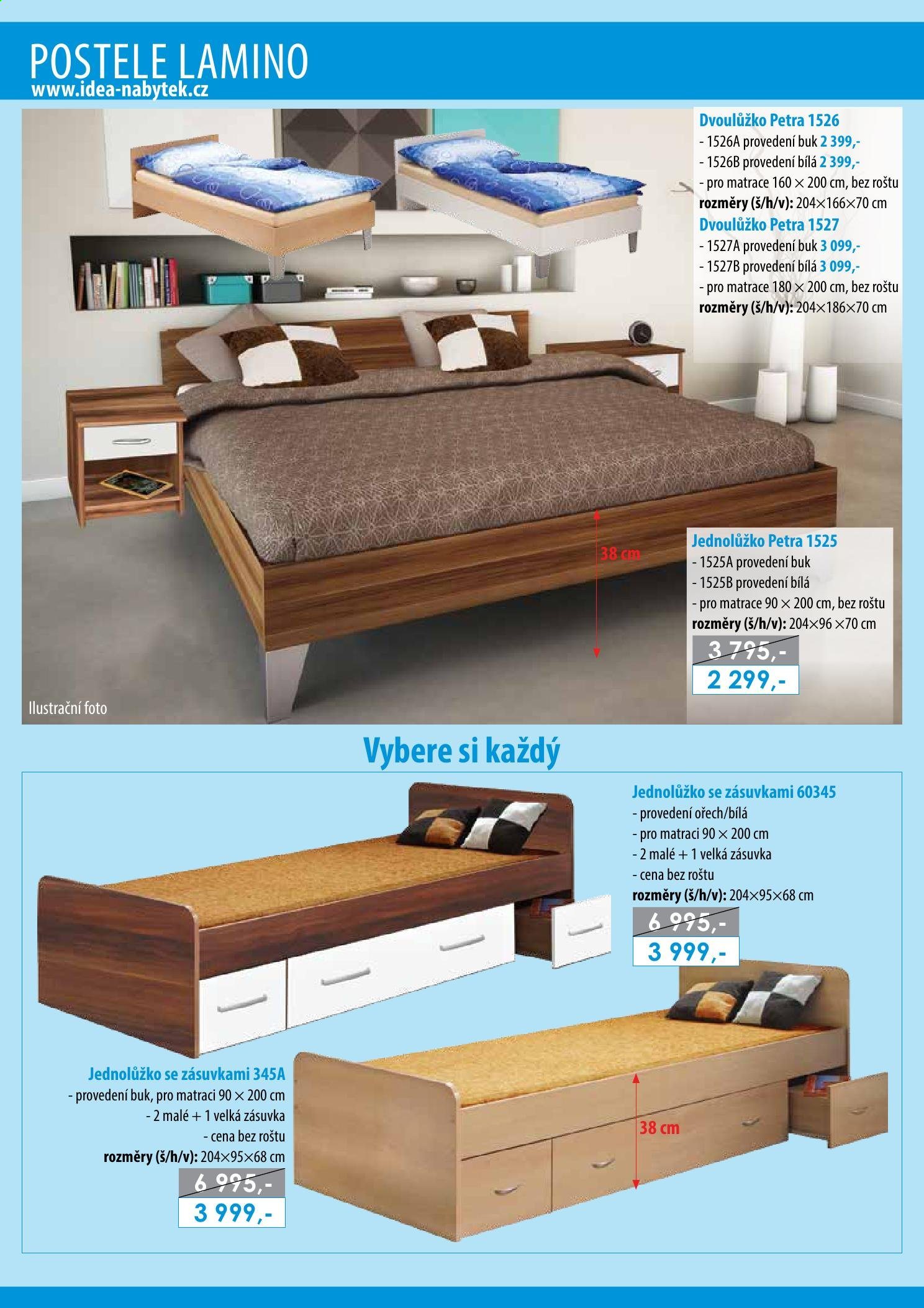 Leták IDEA nábytek - Produkty v akci - dvoulůžko, postel. Strana 12.