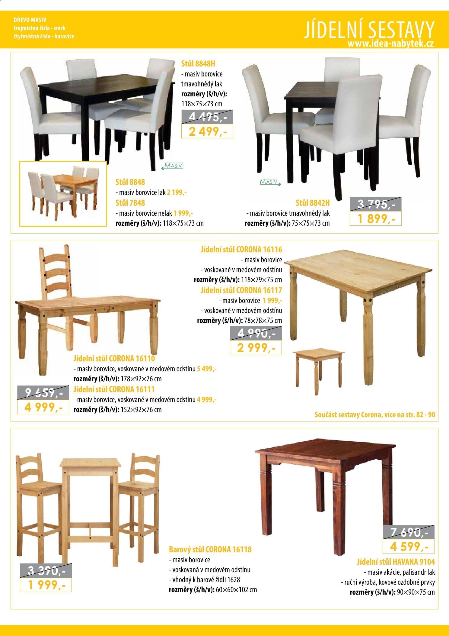 Leták IDEA nábytek - Produkty v akci - barový stůl, jídelní stůl, stůl. Strana 59.