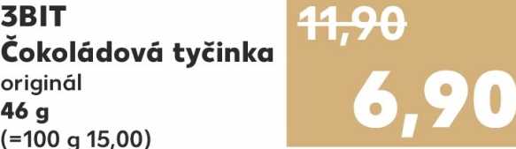 3BIT Čokoládová tyčinka originál 46 g (=100 g 15,00)