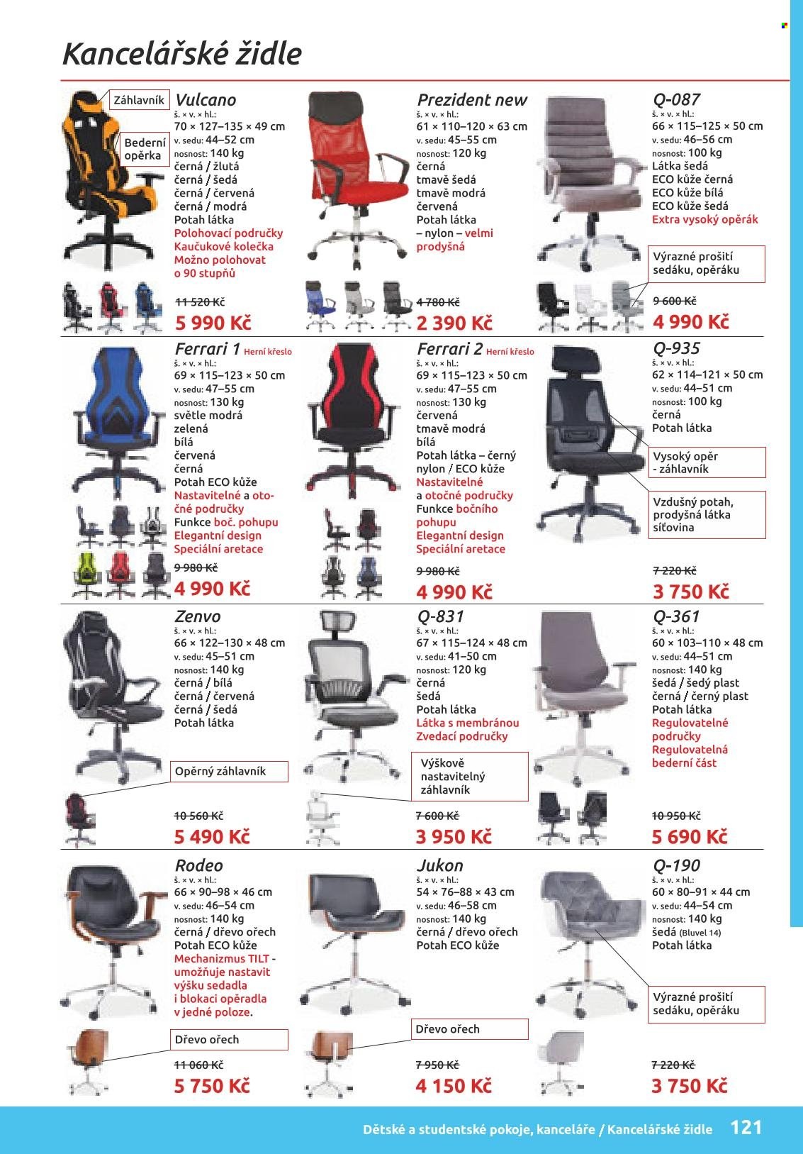 Leták ORFA nábytek - Produkty v akci - židle, křeslo, herní křeslo, potah. Strana 45.