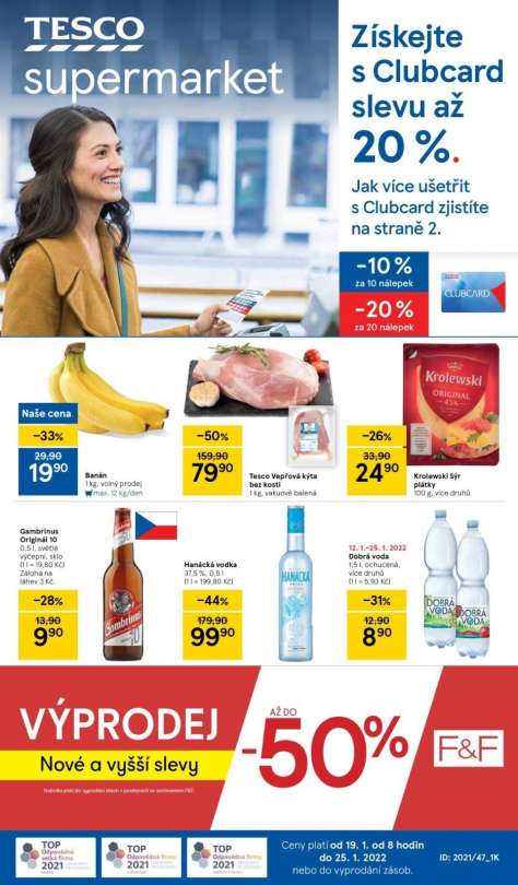 TESCO supermarket - Získejte s Clubcard slevu až 20%
