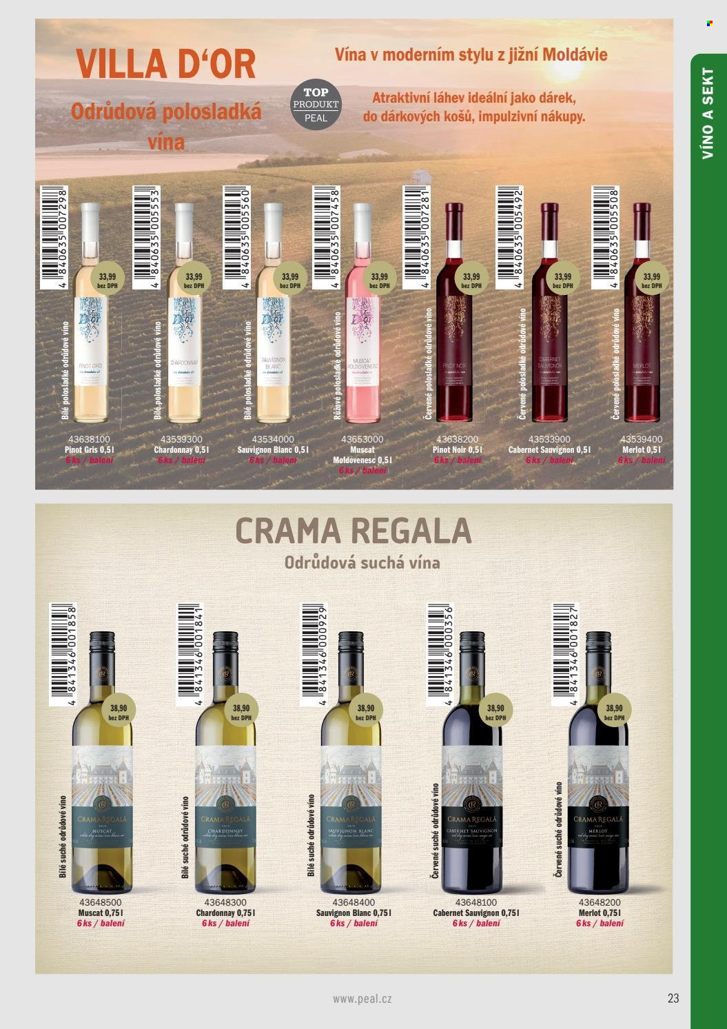 Leták PEAL - Produkty v akci - alkohol, sekt, víno, šumivé víno. Strana 1.