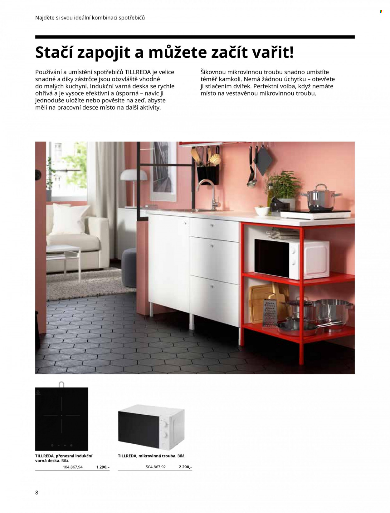 Leták IKEA - Produkty v akci - mikrovlnná trouba, indukční varná deska, varná deska. Strana 8.