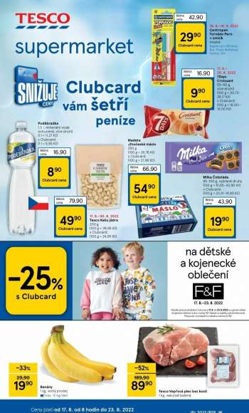 Leták TESCO supermarket - 17.8.2022 - 23.8.2022.