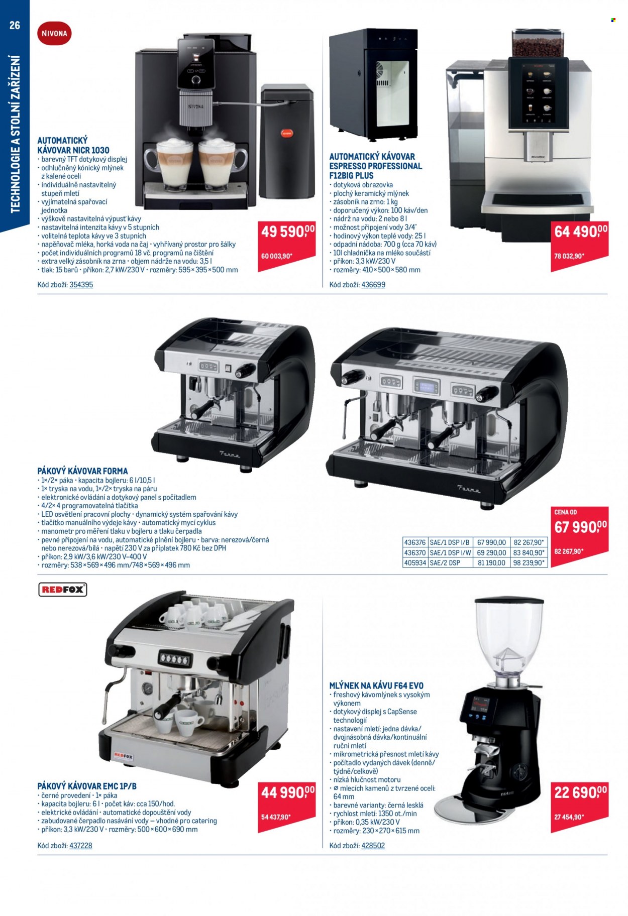 Leták MAKRO - 1.7.2022 - 31.1.2023 - Produkty v akci - automatický kávovar, kávovar, Espresso, kávovar espresso, pákový kávovar, mlýnek na kávu. Strana 26.