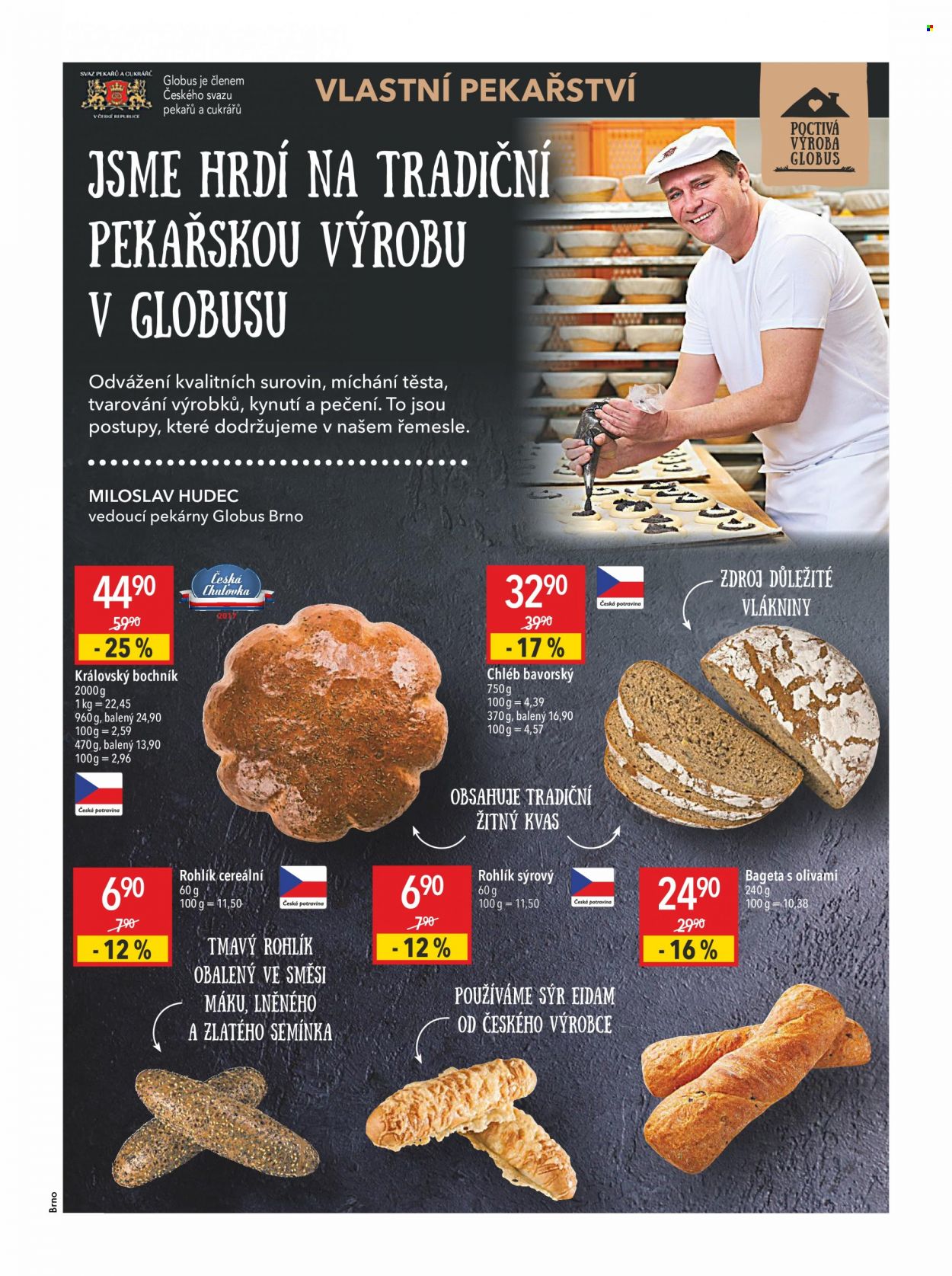 Leták Globus - 25.1.2023 - 31.1.2023 - Produkty v akci - chléb, pečivo, slané pečivo, rohlík, sýrový rohlík, bageta. Strana 7.