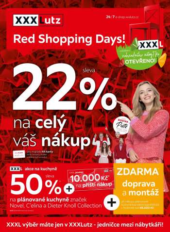 Leták XXXLutz - Red Shopping Days - sleva 22 % na celý váš nákup