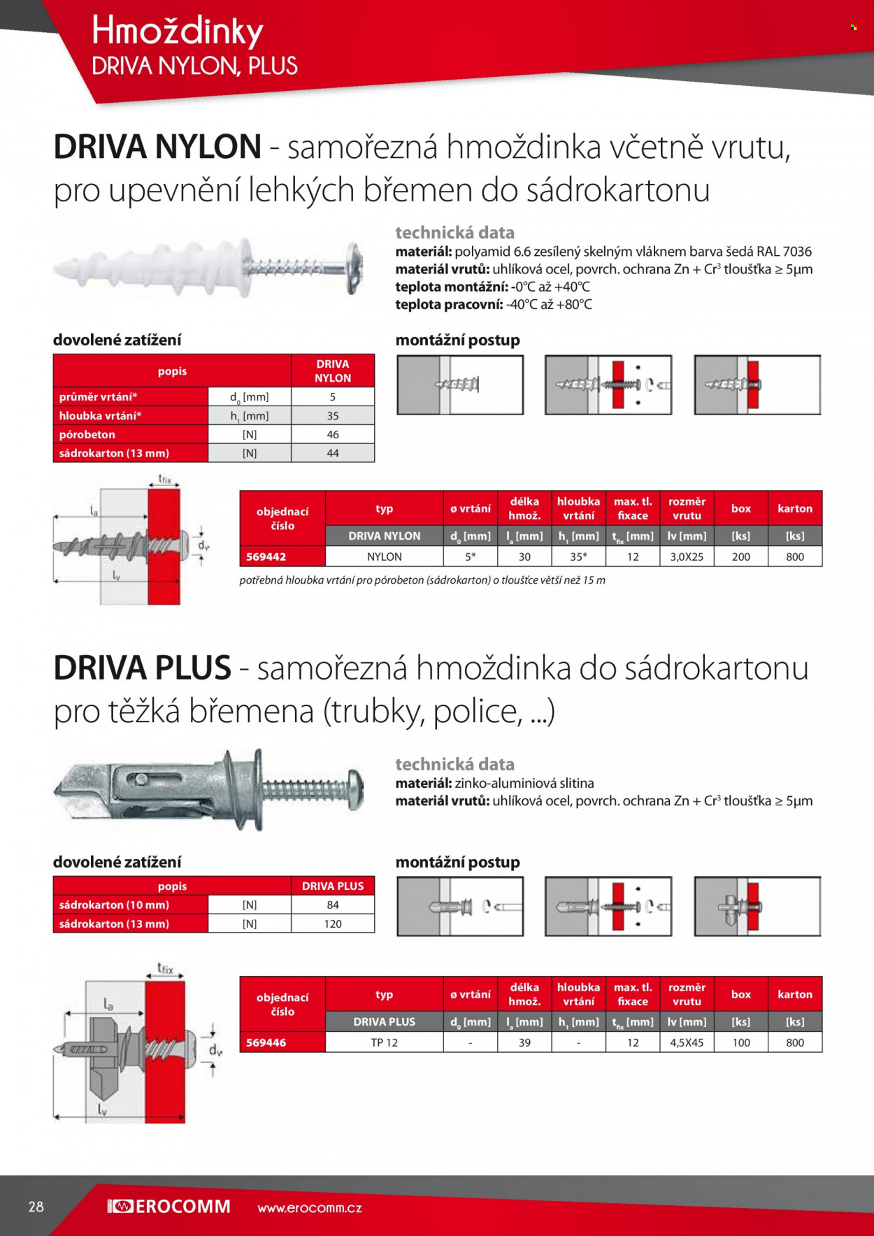 thumbnail - Leták Erocomm - Produkty v akci - hmoždinky, police. Strana 28.