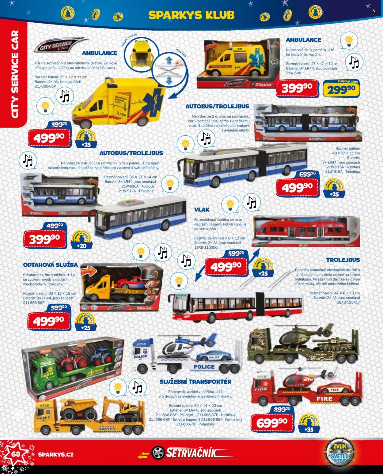 thumbnail - Leták Sparkys - Produkty v akci - sanitka, autobus, trolejbus. Strana 68.
