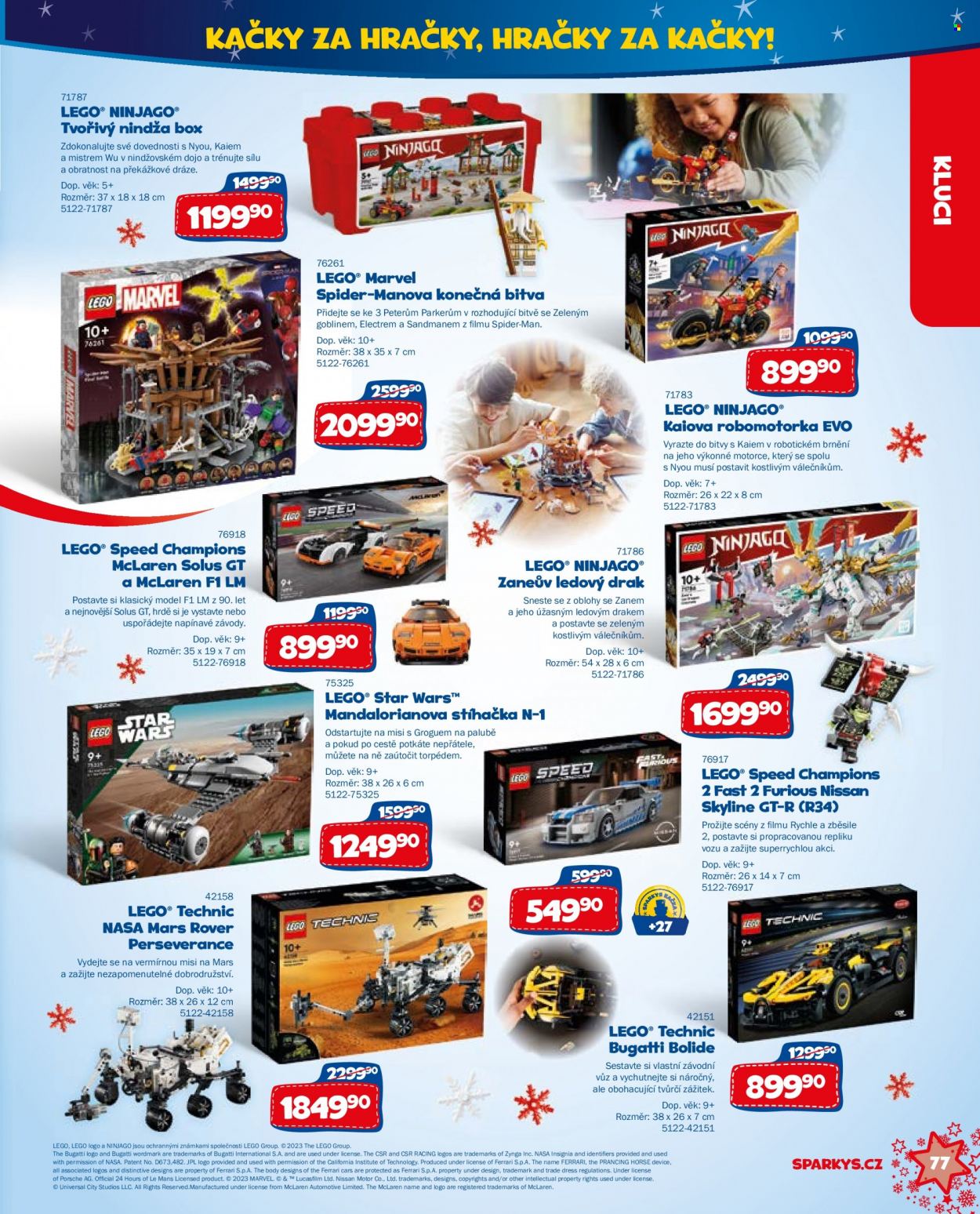 thumbnail - Leták Sparkys - Produkty v akci - Spiderman, Cars, drak, LEGO, LEGO Ninjago, LEGO Technic, Ninjago, stavebnice, hračky, LEGO Speed Champions, Marvel. Strana 77.