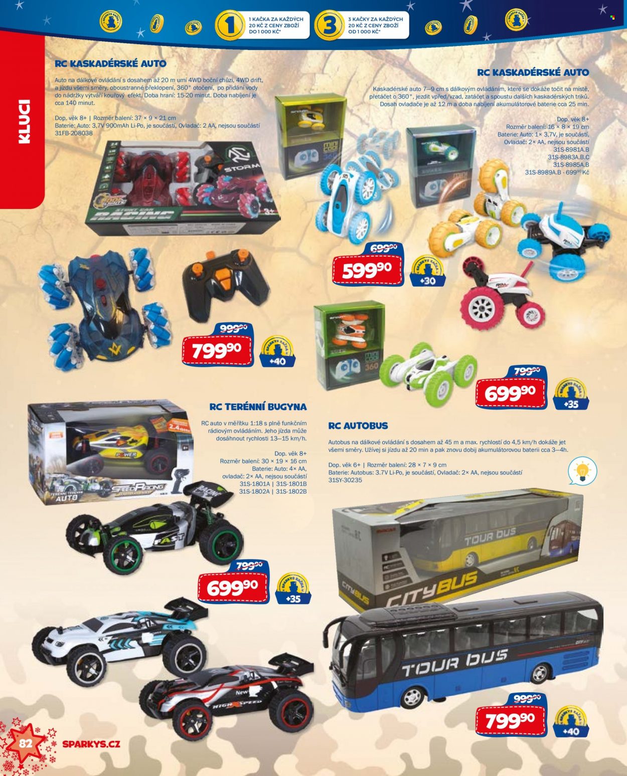 thumbnail - Leták Sparkys - Produkty v akci - RC auto, autíčko, autobus, hračky, hračka na dálkové ovládání. Strana 82.