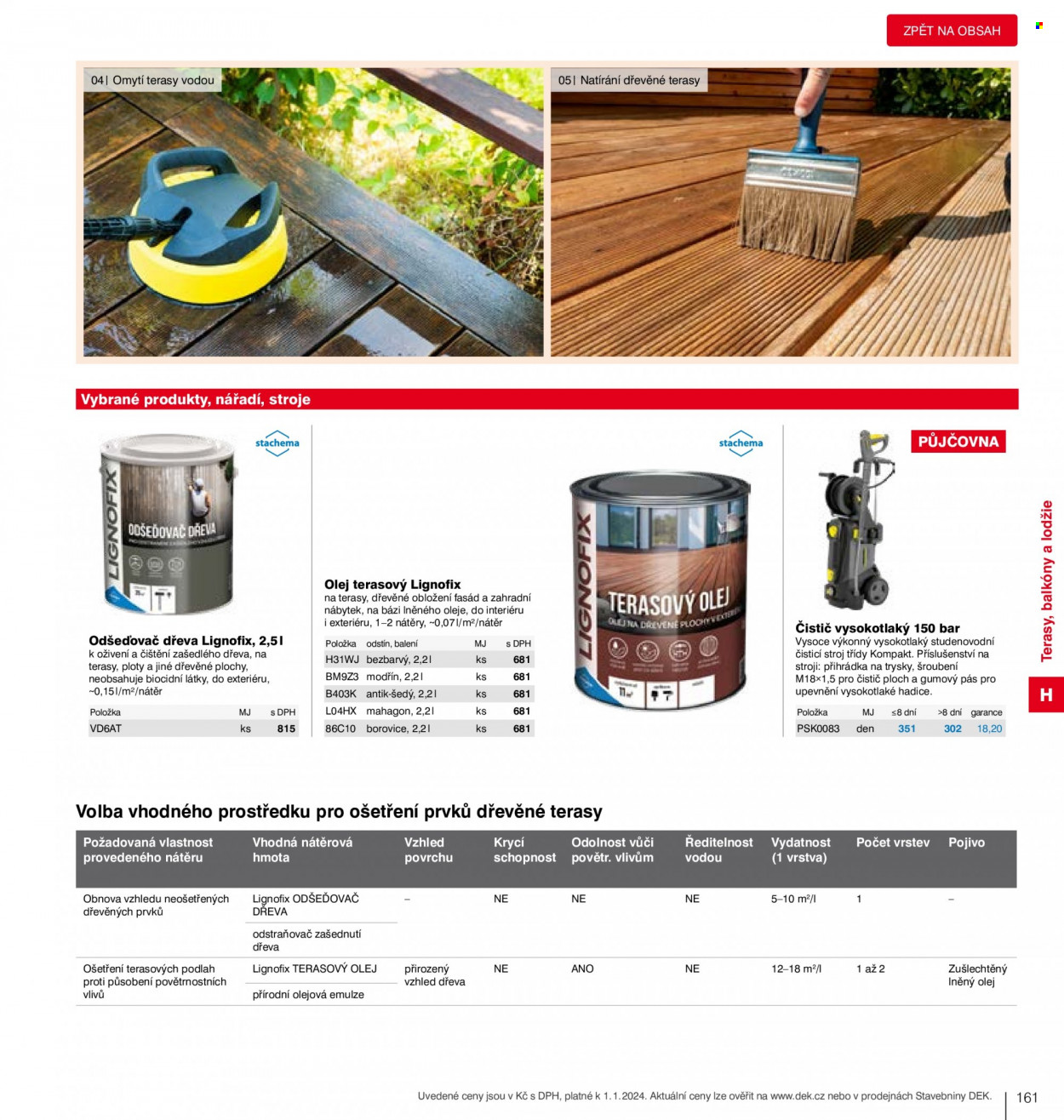 thumbnail - Leták DEK - Produkty v akci - nátěrová hmota, terasový olej, tlakový čistič. Strana 163.