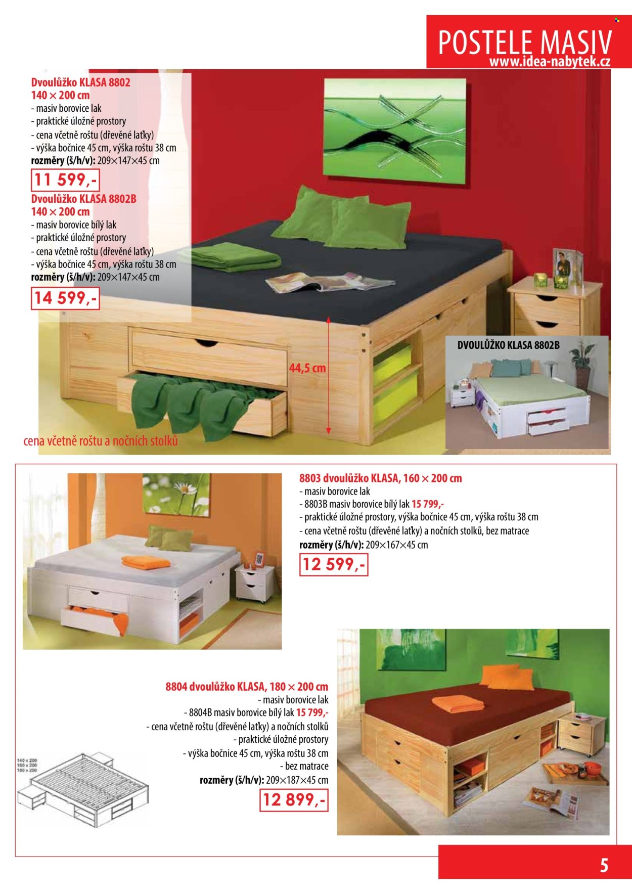 thumbnail - Leták IDEA nábytek - Produkty v akci - dvoulůžko, postel, matrace. Strana 5.