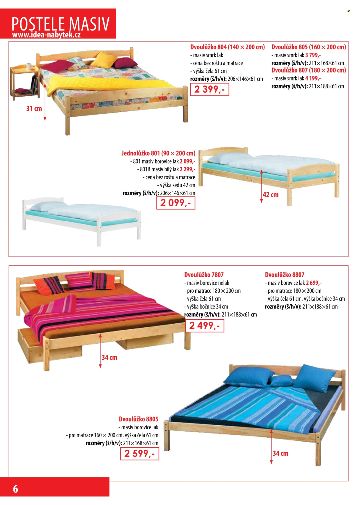 thumbnail - Leták IDEA nábytek - Produkty v akci - dvoulůžko, postel, matrace. Strana 6.