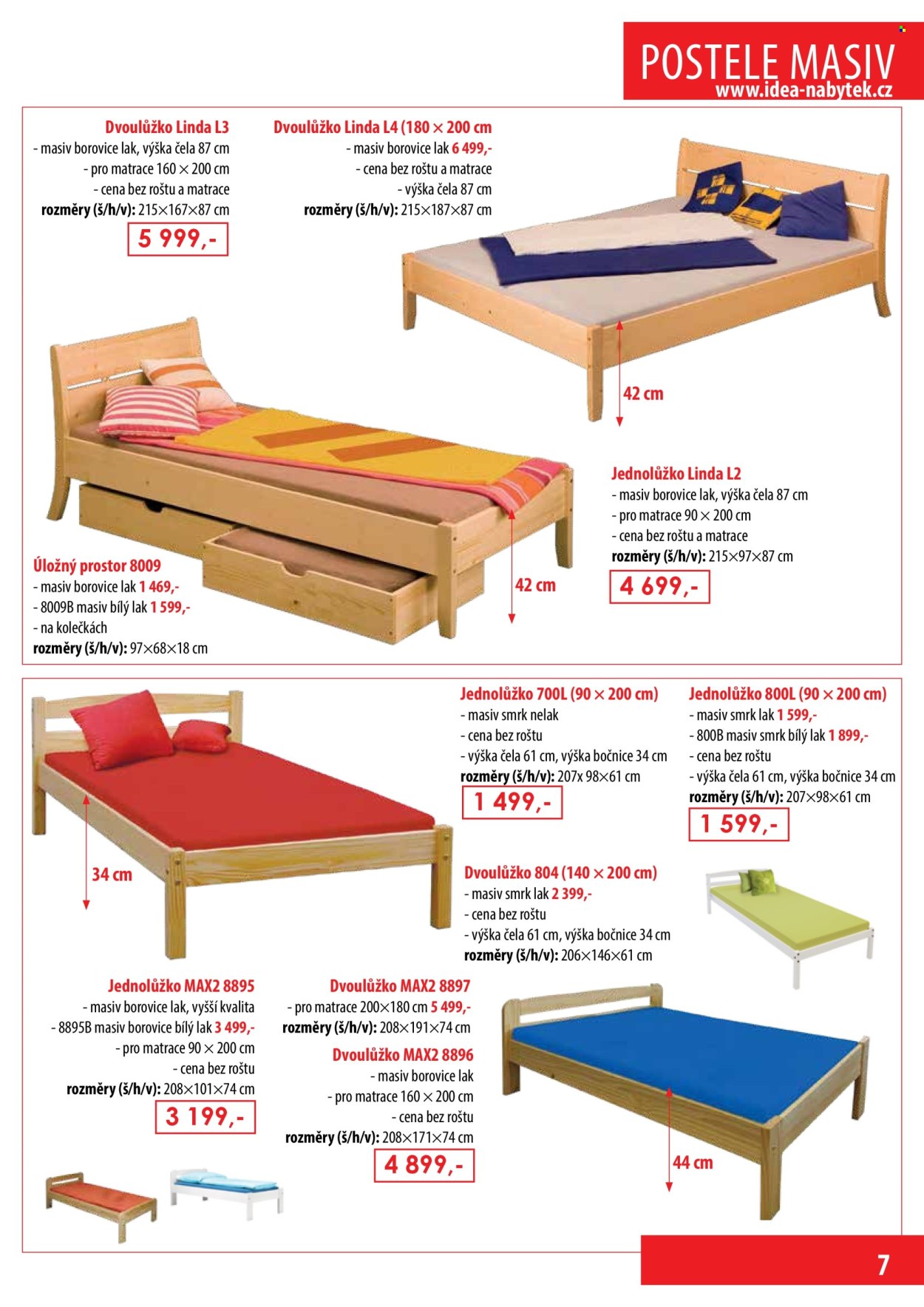 thumbnail - Leták IDEA nábytek - Produkty v akci - dvoulůžko, postel, matrace. Strana 7.