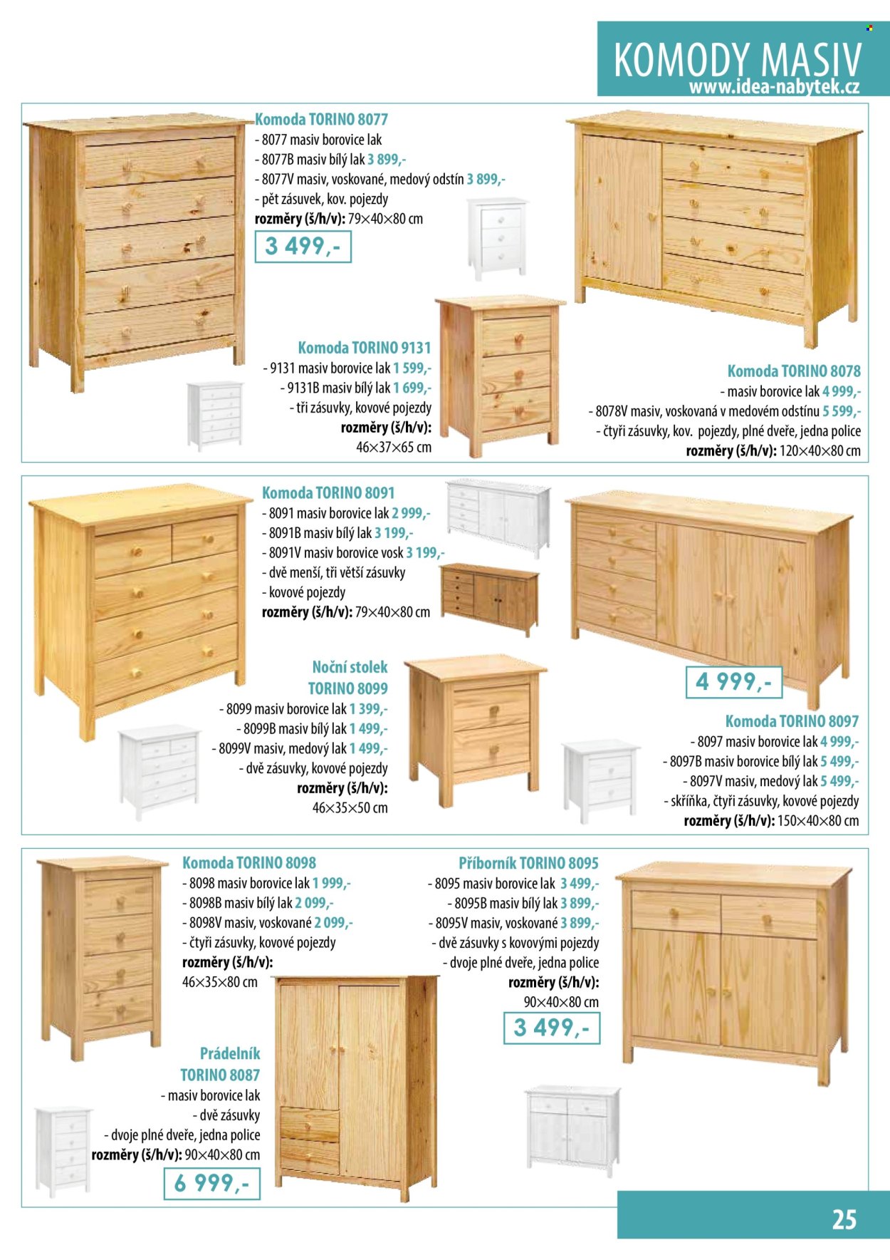 thumbnail - Leták IDEA nábytek - Produkty v akci - příborník, stolek, komoda, skříň, prádelník, noční stolek. Strana 25.