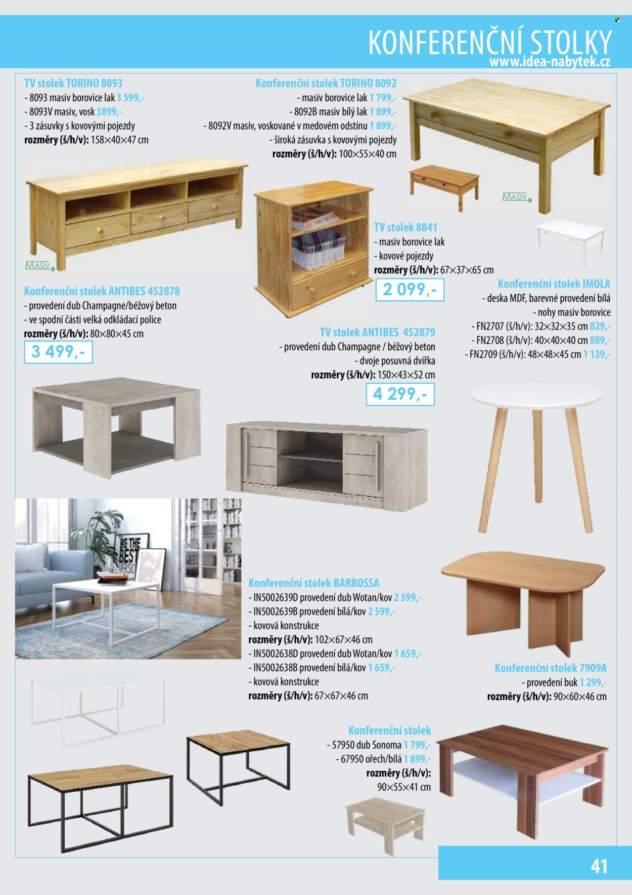 thumbnail - Leták IDEA nábytek - Produkty v akci - stolek, konferenční stolek, tv stolek. Strana 41.