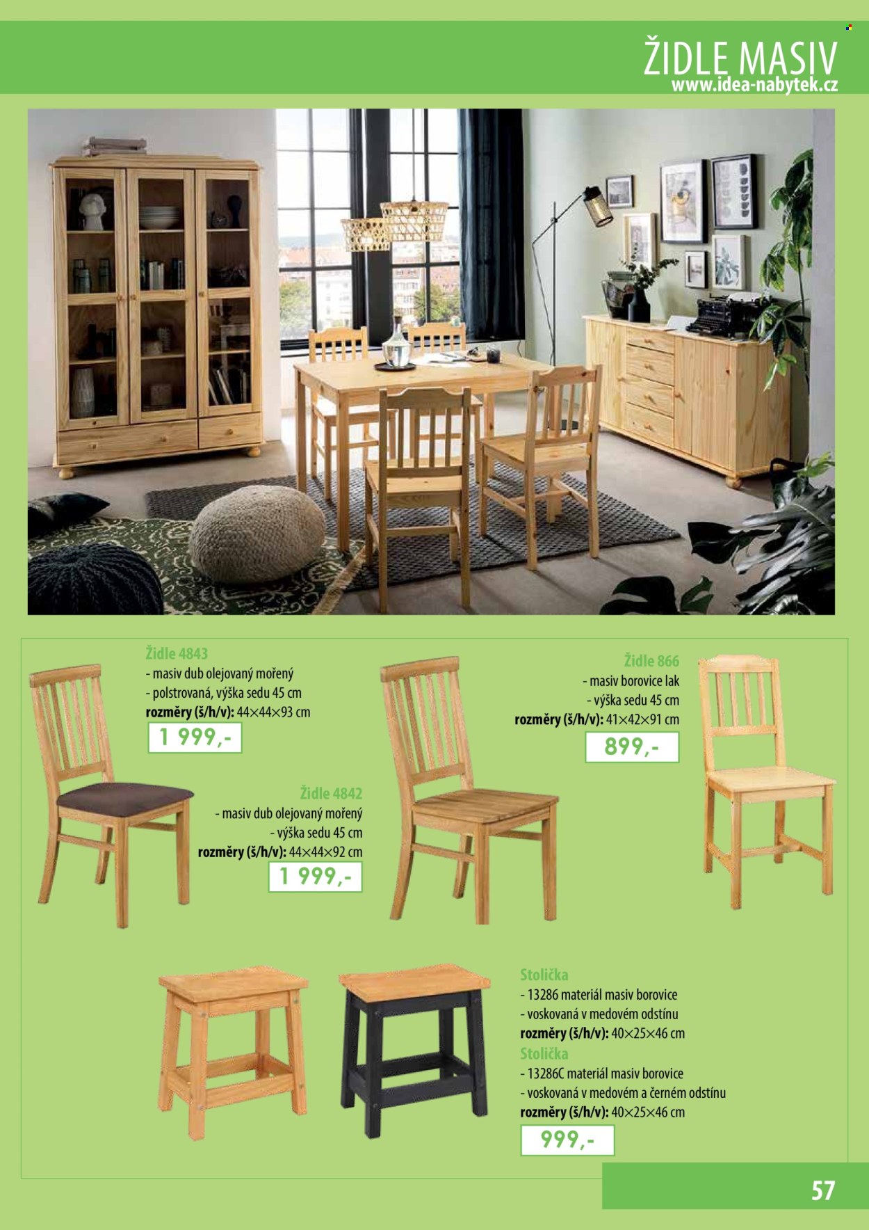 thumbnail - Leták IDEA nábytek - Produkty v akci - stolička, židle. Strana 57.