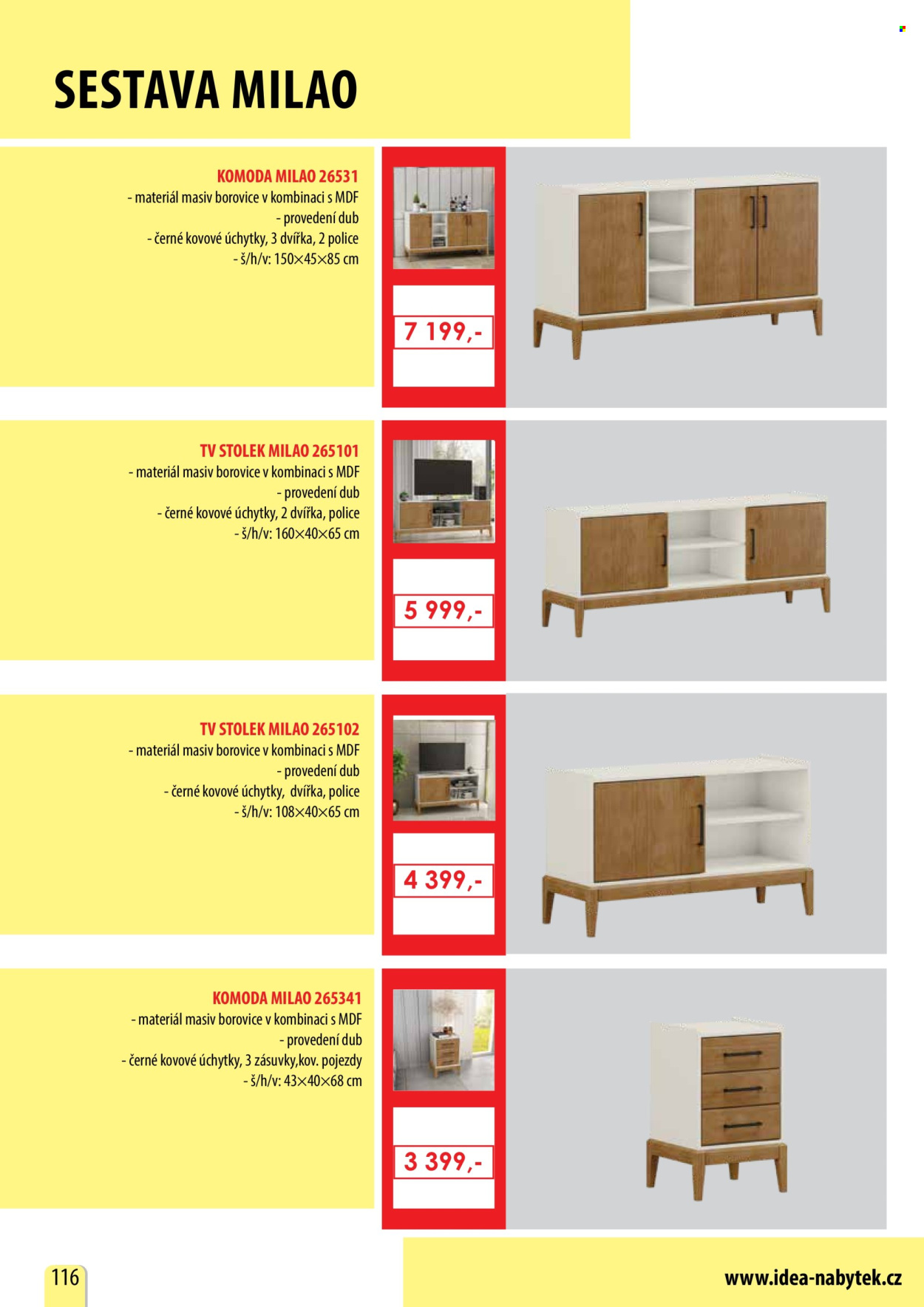 thumbnail - Leták IDEA nábytek - Produkty v akci - stolek, komoda, tv stolek. Strana 116.