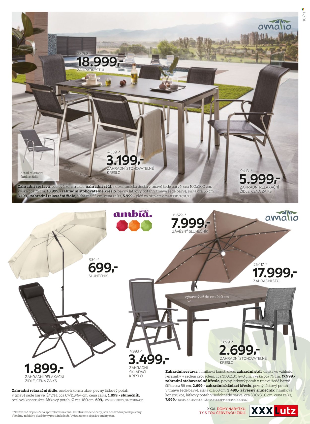 thumbnail - Leták XXXLutz - 3.3.2024 - 31.12.2024 - Produkty v akci - židle, skládací židle, zahradní nábytek, zahradní stůl, pléd, slunečník. Strana 11.