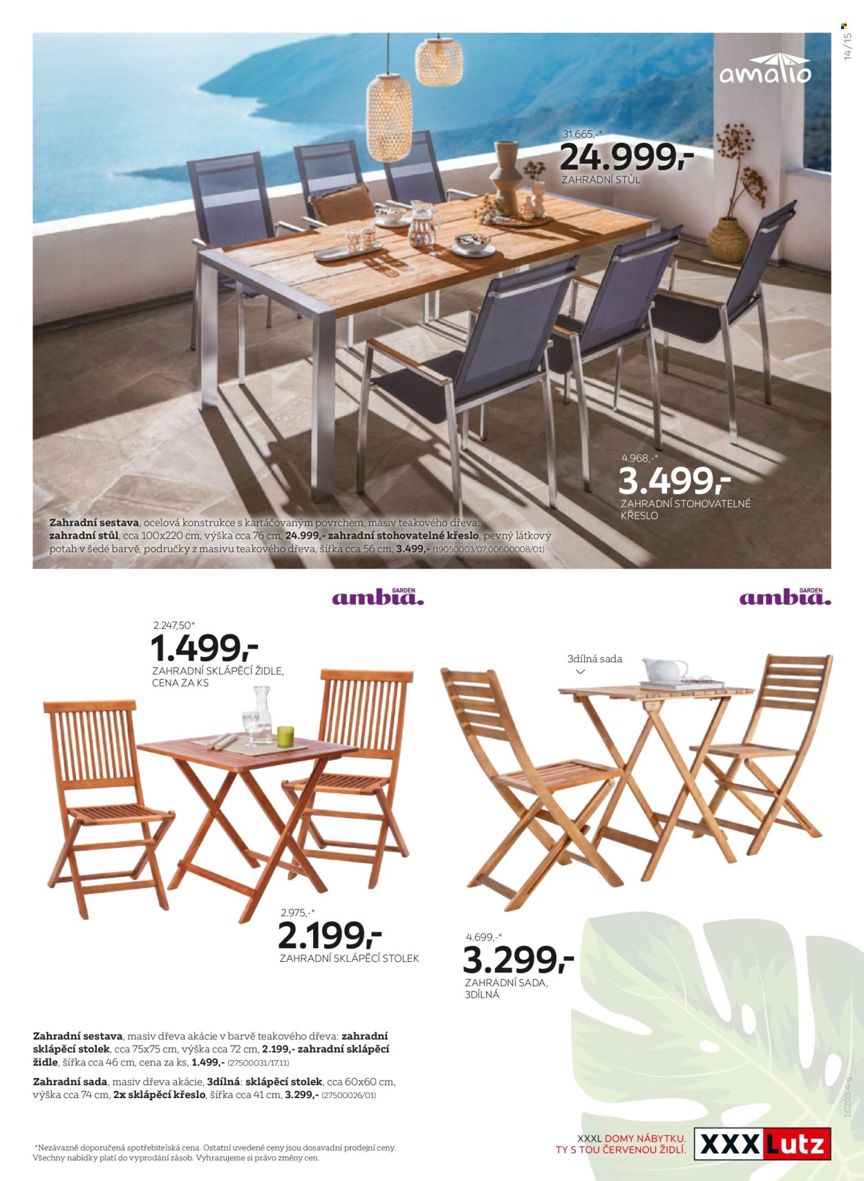 thumbnail - Leták XXXLutz - 3.3.2024 - 31.12.2024 - Produkty v akci - stolek, židle, zahradní nábytek, zahradní stůl. Strana 15.