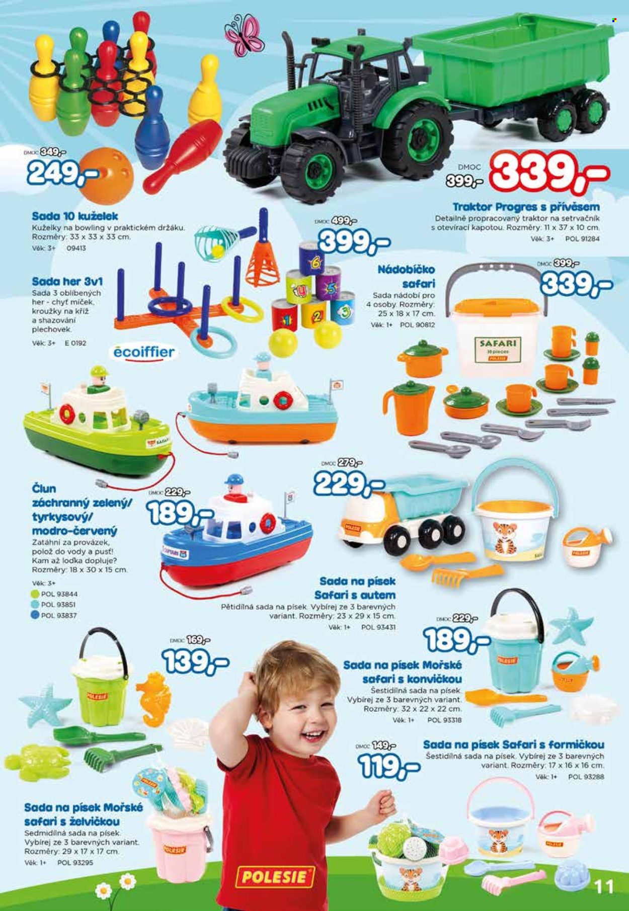 thumbnail - Leták Pompo - 14.3.2024 - 14.5.2024 - Produkty v akci - traktor, hračky, kuželky, sada na písek, hračka na písek. Strana 11.