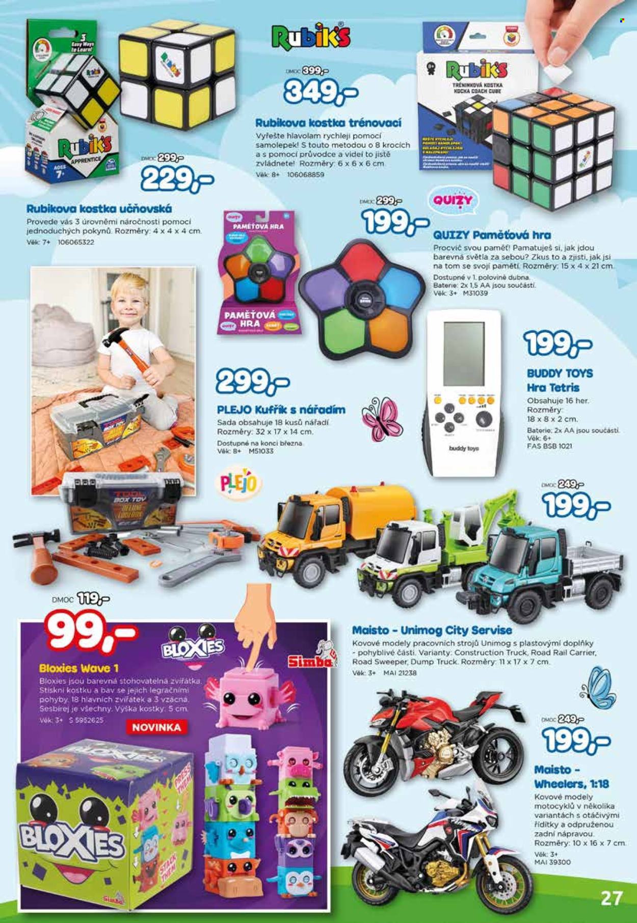 thumbnail - Leták Pompo - 14.3.2024 - 14.5.2024 - Produkty v akci - samolepky, Rubikova kostka, Buddy Toys, hlavolam, truck, edukativní hračka. Strana 27.
