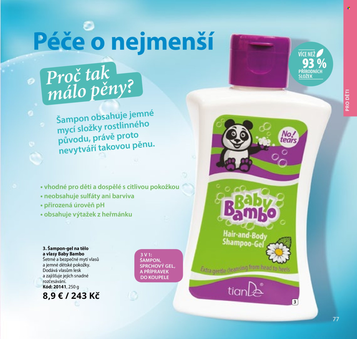 thumbnail - Leták TianDe - Produkty v akci - sprchový gel, šampón. Strana 77.