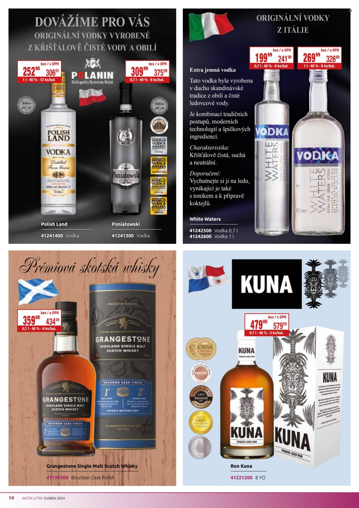 thumbnail - Leták PEAL - 1.4.2024 - 30.4.2024 - Produkty v akci - alkohol, vodka, whisky, Bourbon. Strana 14.