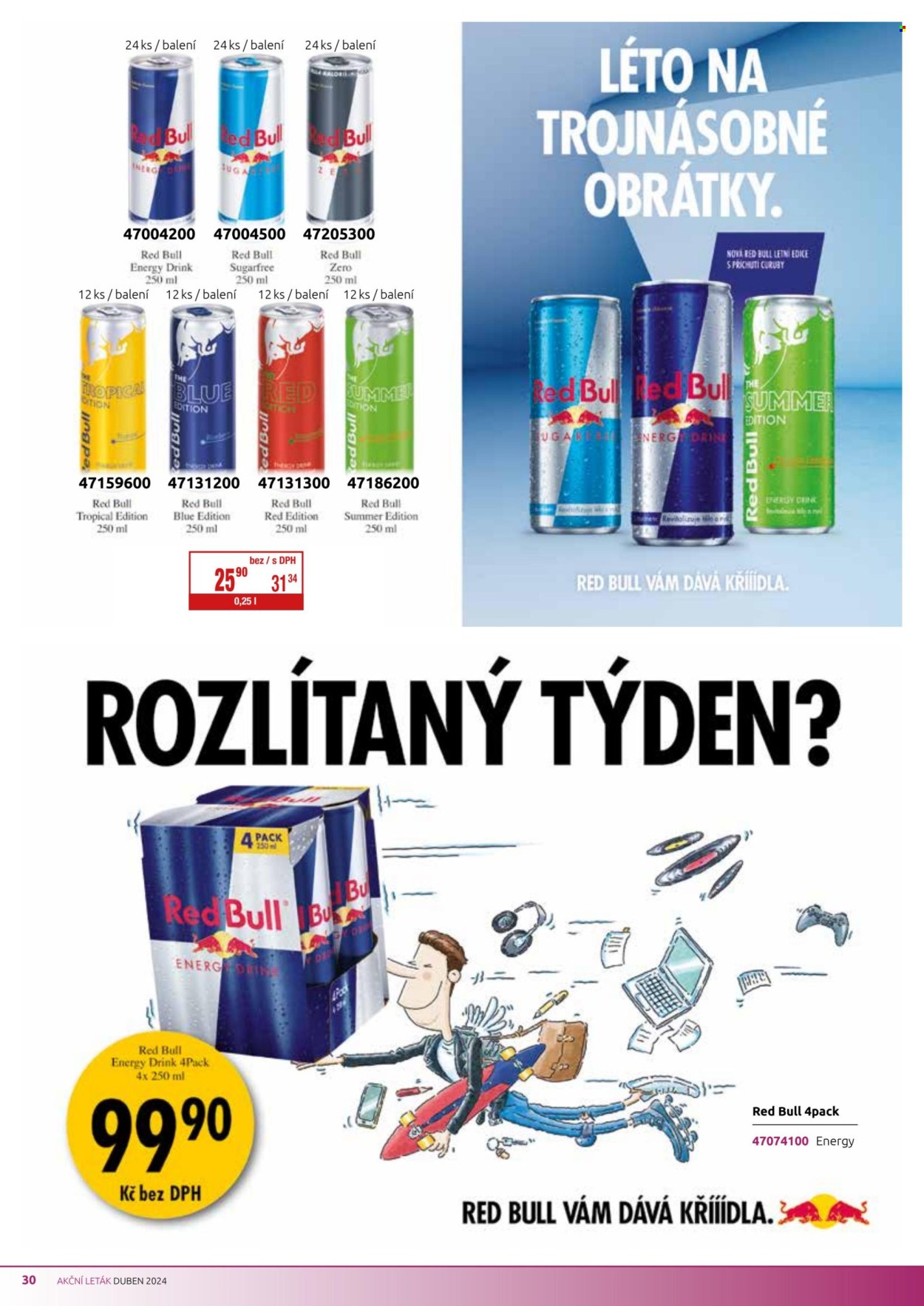thumbnail - Leták PEAL - 1.4.2024 - 30.4.2024 - Produkty v akci - energetický nápoj, Red Bull. Strana 30.