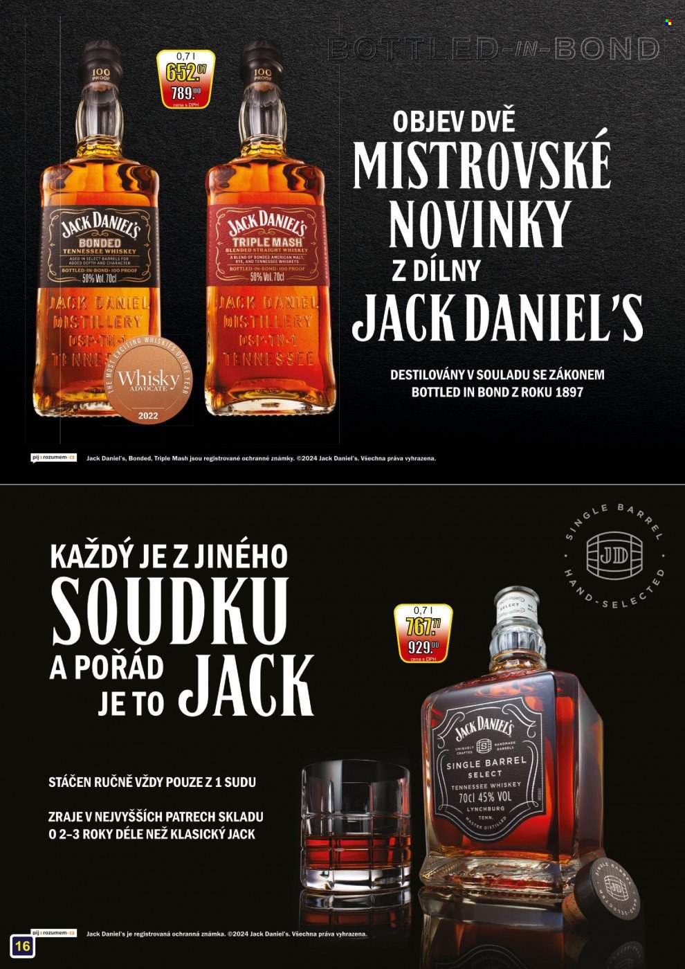 thumbnail - Leták Adam velkoobchod Šternberk - 1.4.2024 - 30.4.2024 - Produkty v akci - alkohol, whisky, Jack Daniel’s. Strana 16.