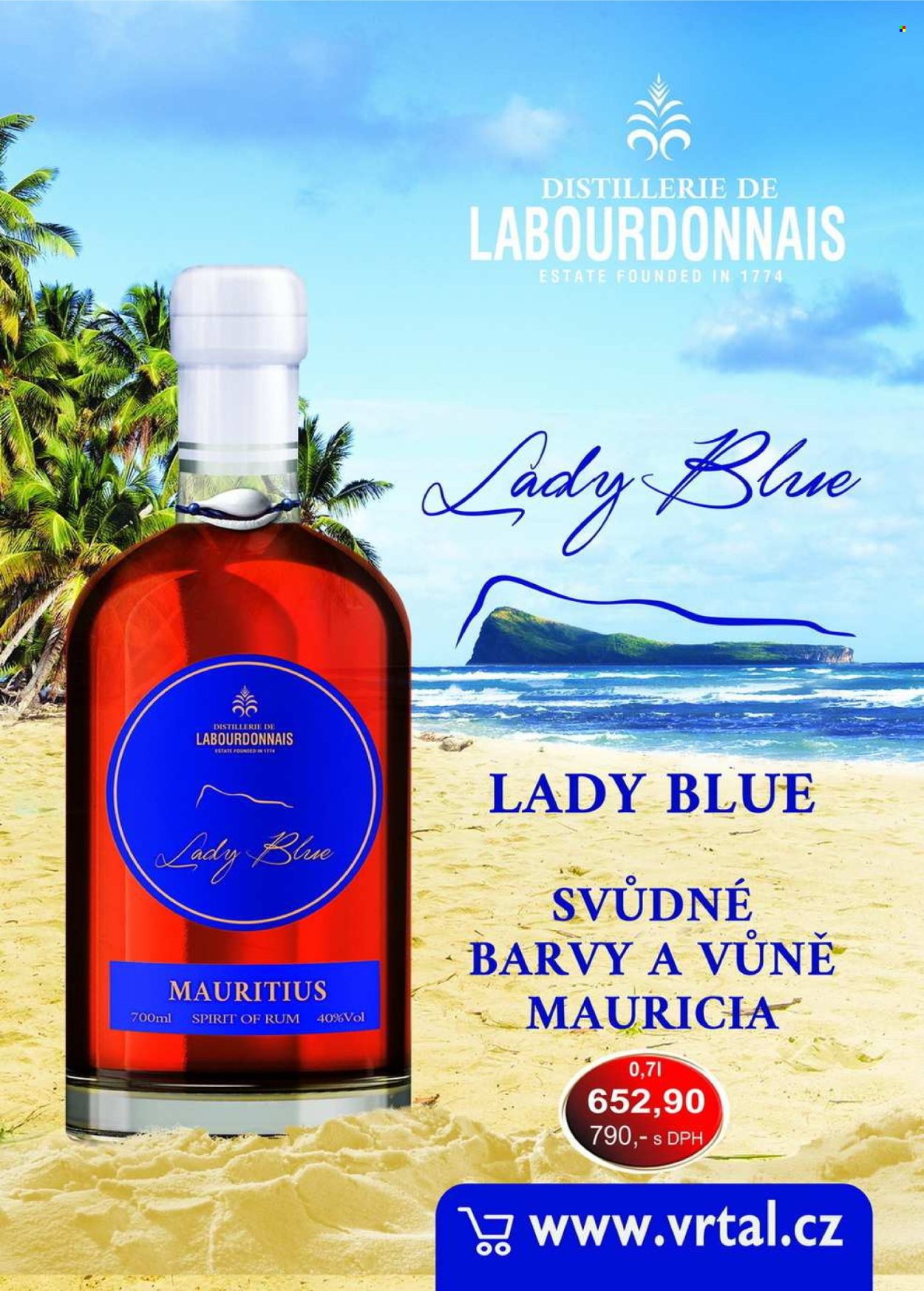 thumbnail - Leták Vrtal - Produkty v akci - alkohol, rum, Blue Mauritius. Strana 32.