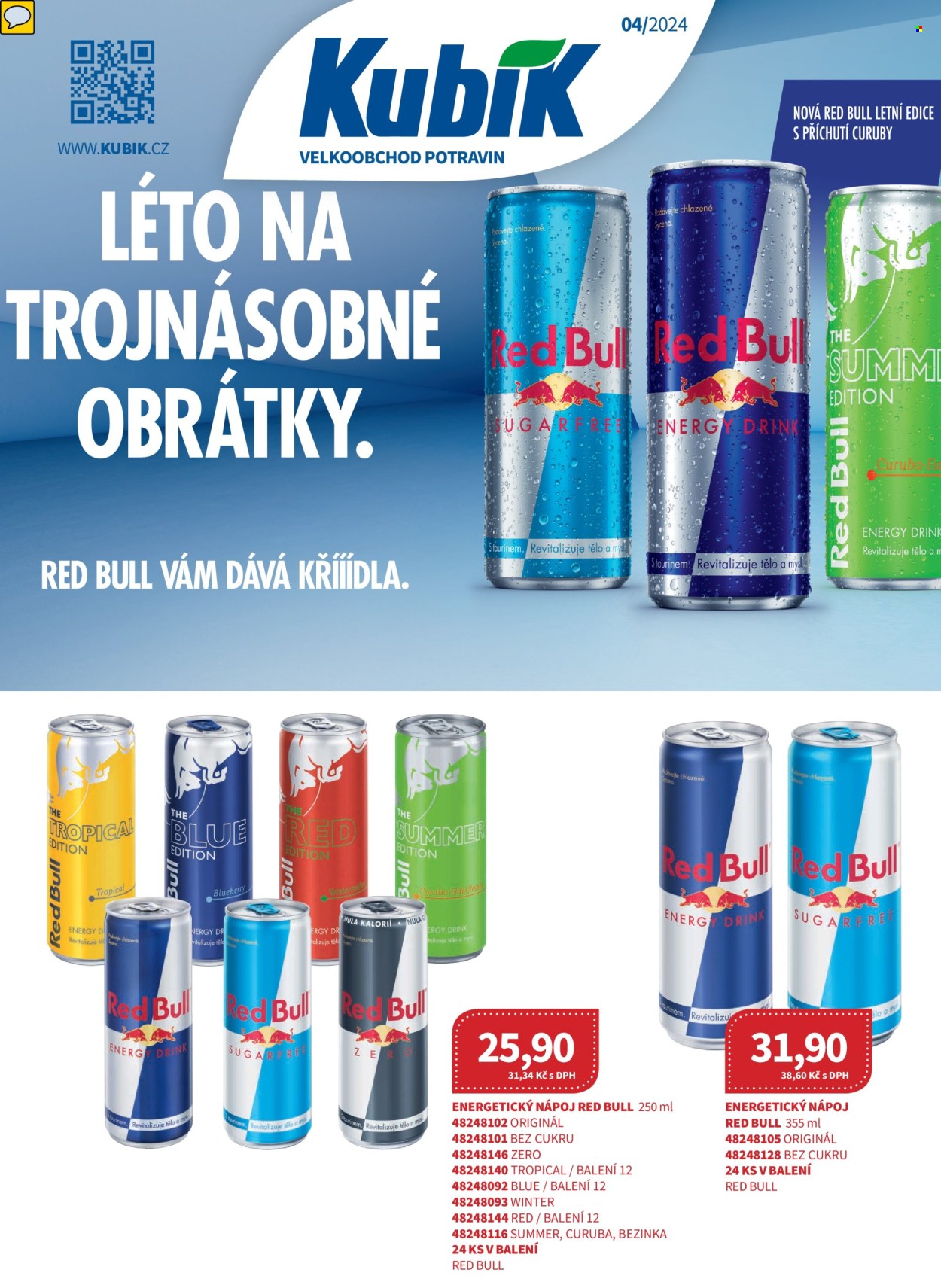 thumbnail - Leták Kubík - 1.4.2024 - 30.4.2024 - Produkty v akci - energetický nápoj, Red Bull, Kubík, myš. Strana 1.