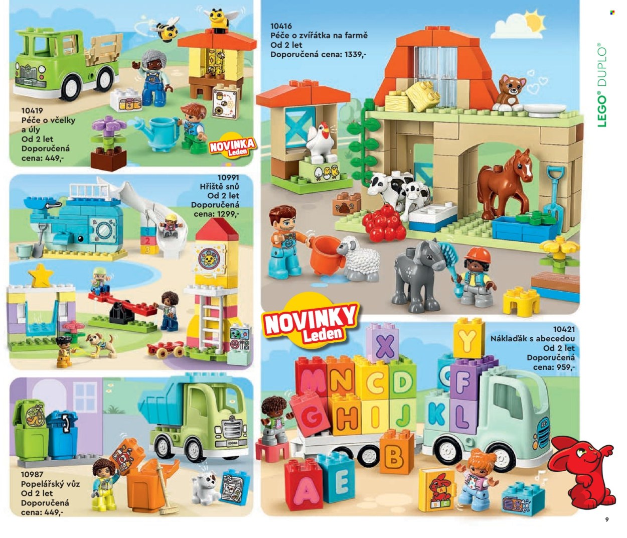 thumbnail - Leták Pompo - 1.1.2024 - 31.5.2024 - Produkty v akci - popelářský vůz, LEGO, LEGO Duplo, stavebnice, truck, zvířátko. Strana 9.