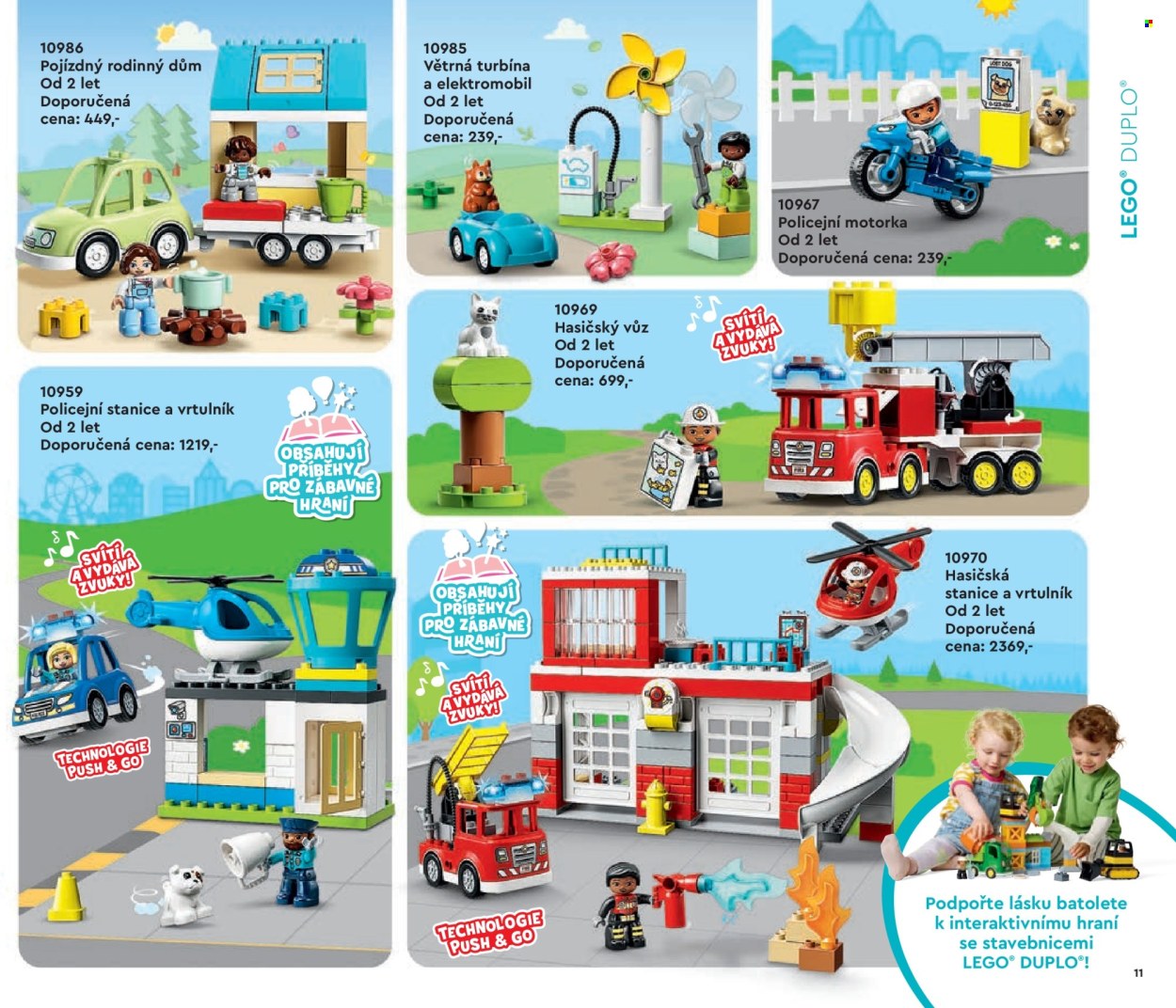 thumbnail - Leták Pompo - 1.1.2024 - 31.5.2024 - Produkty v akci - motorka, LEGO, LEGO Duplo, hasičské auto, stavebnice, vrtulník, hračky. Strana 11.