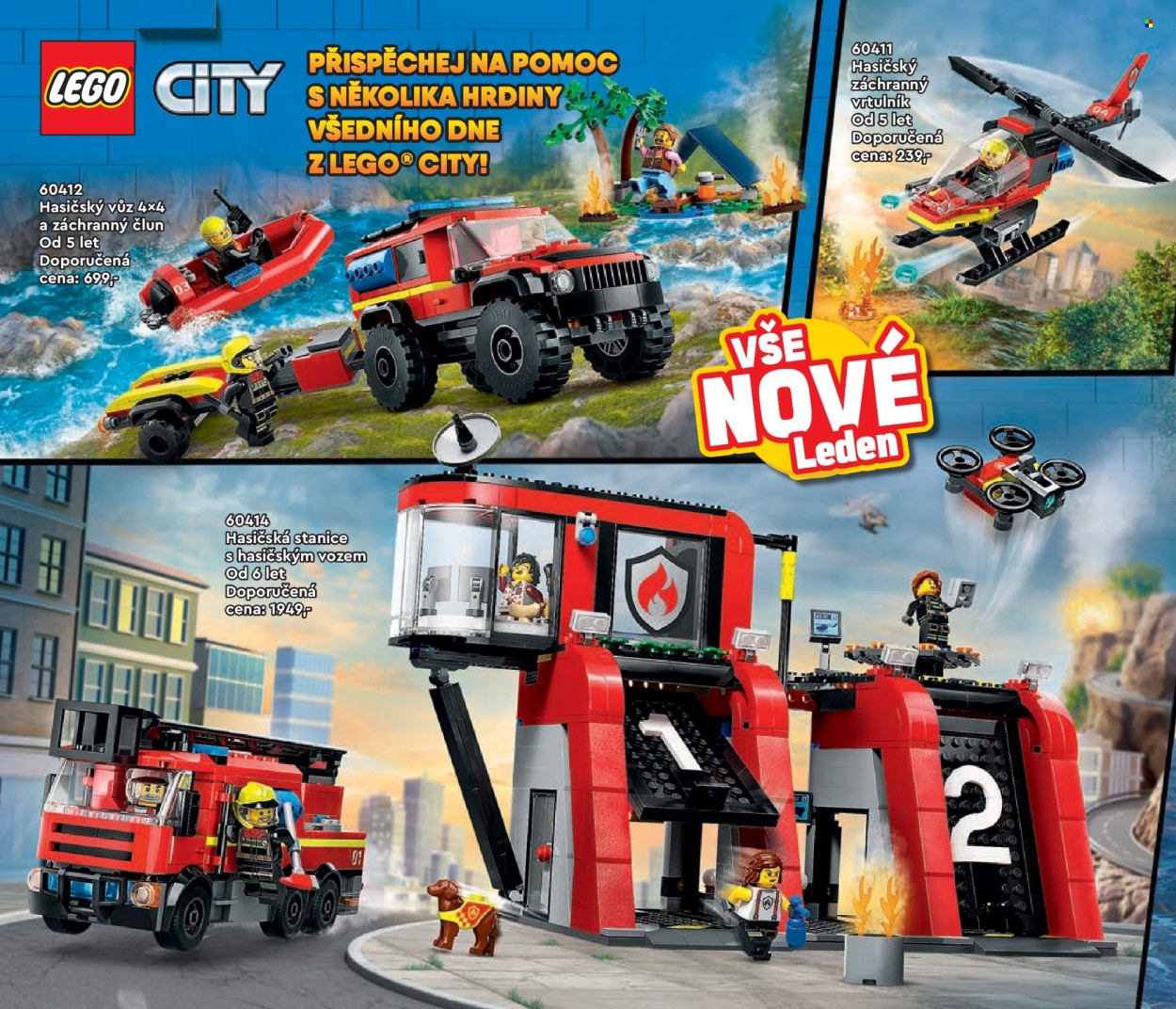 thumbnail - Leták Pompo - 1.1.2024 - 31.5.2024 - Produkty v akci - LEGO, LEGO City, hasičské auto, stavebnice, vrtulník, hračky. Strana 54.