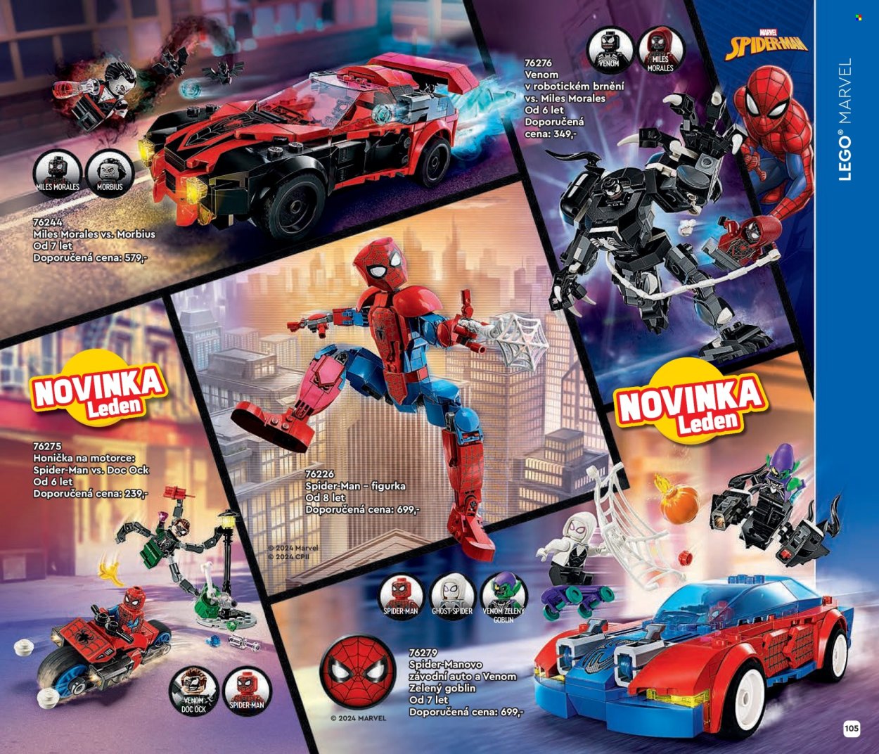 thumbnail - Leták Pompo - 1.1.2024 - 31.5.2024 - Produkty v akci - Spiderman, LEGO, stavebnice, autíčko, Marvel. Strana 105.