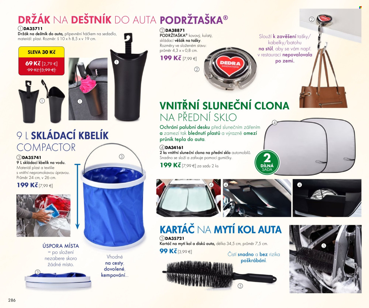 thumbnail - Leták Dedra - 19.4.2024 - 19.7.2024 - Produkty v akci - gumička, kartáč, deštník, kbelík. Strana 86.