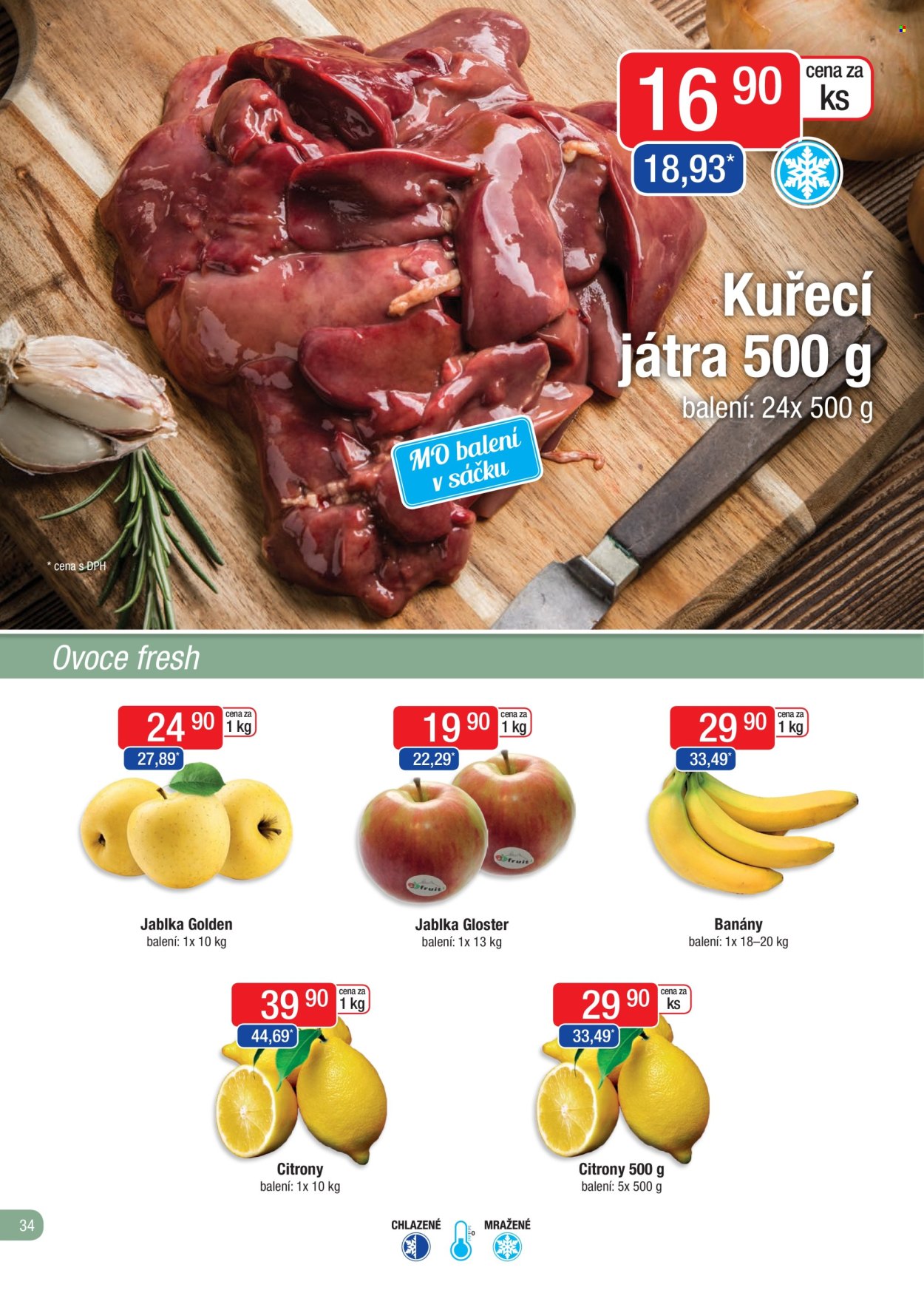 thumbnail - Leták Astur & Qanto velkoobchod - 1.5.2024 - 31.5.2024 - Produkty v akci - banány, citróny, jablka, Golden delicious, játra, kuřecí játra. Strana 34.