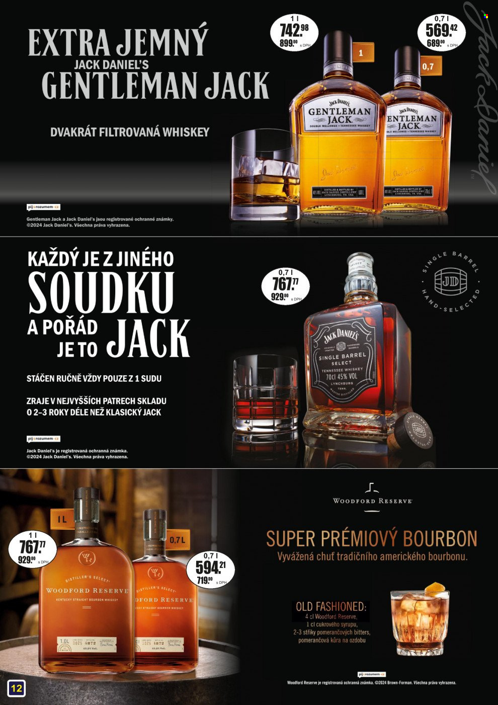 thumbnail - Leták Adam velkoobchod Šternberk - 1.5.2024 - 31.5.2024 - Produkty v akci - pomerančová kůra, alkohol, whisky, Bourbon, Jack Daniel’s, Woodford Reserve, Gentleman Jack. Strana 12.
