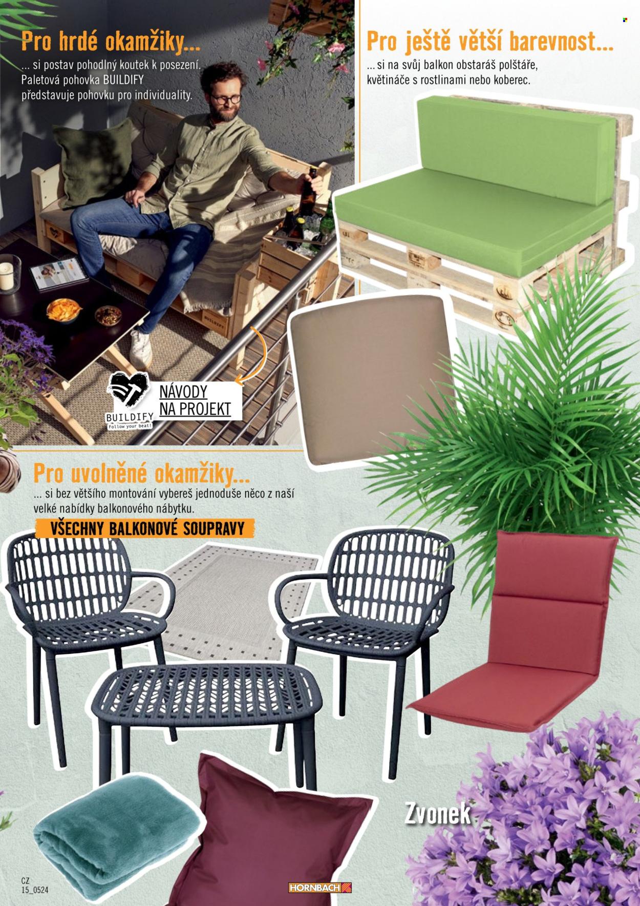 thumbnail - Leták HORNBACH - Produkty v akci - paletové sezení, koberec, deka. Strana 15.