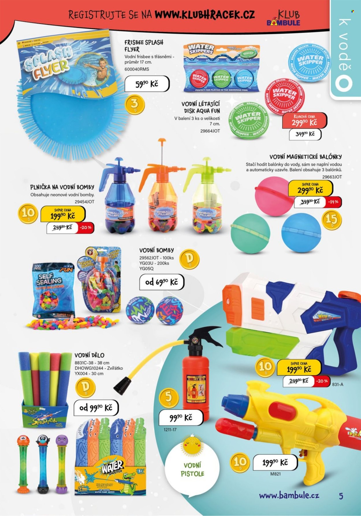 thumbnail - Leták Bambule - 18.5.2024 - 31.7.2024 - Produkty v akci - nafukovací balónky, vodní pistole, hračka do vody, vodní balónky, frisbee. Strana 7.