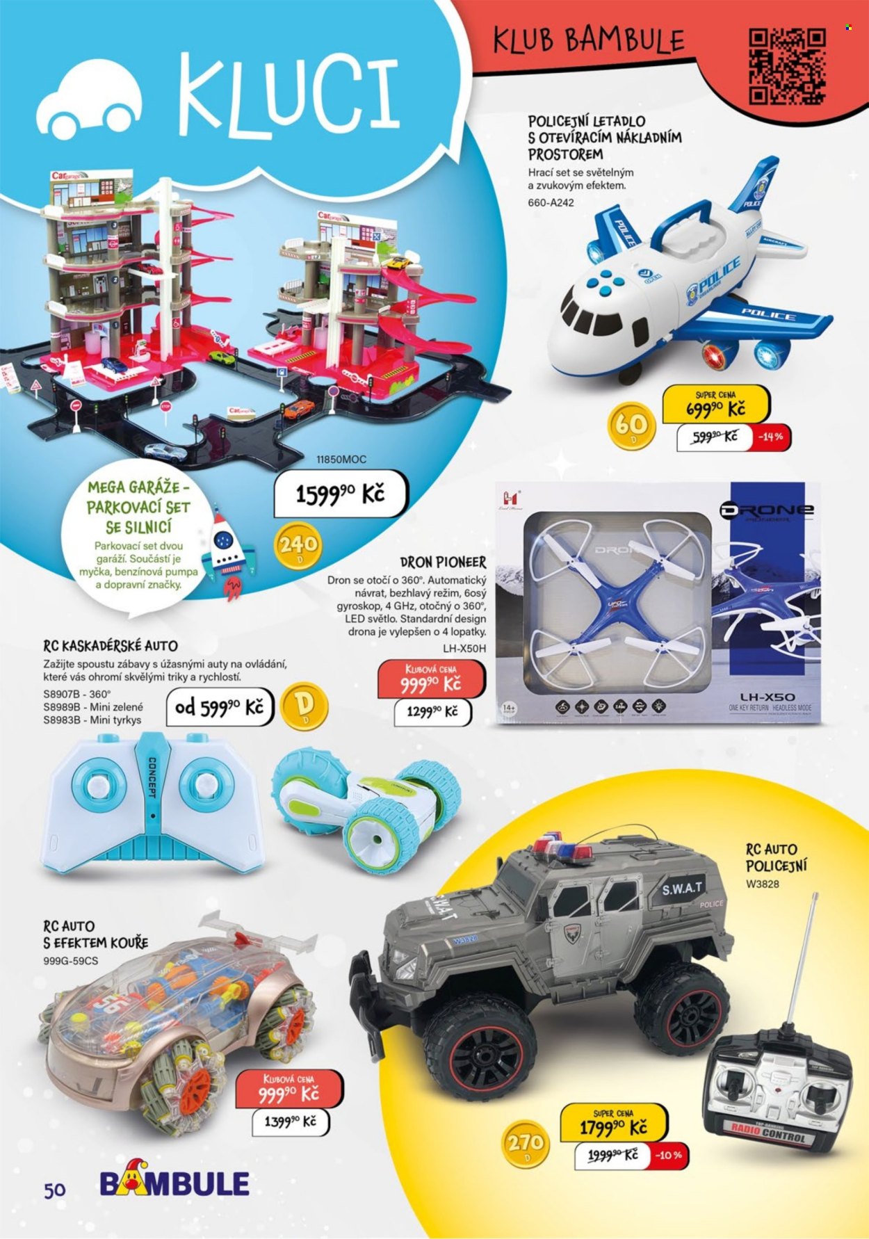 thumbnail - Leták Bambule - 18.5.2024 - 31.7.2024 - Produkty v akci - RC auto, autíčko, letadlo, hračky, hračka na dálkové ovládání. Strana 52.